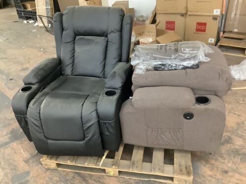Lot of (2) Electric Lift Recliner Chairs - Brown is New but Missing 1 Back Wing, Black Needs Repair to Lift System  - Lot 338