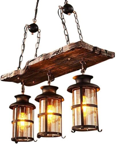 3-Light Rustic Lantern Pendant Light Fixture  - Lot 189
