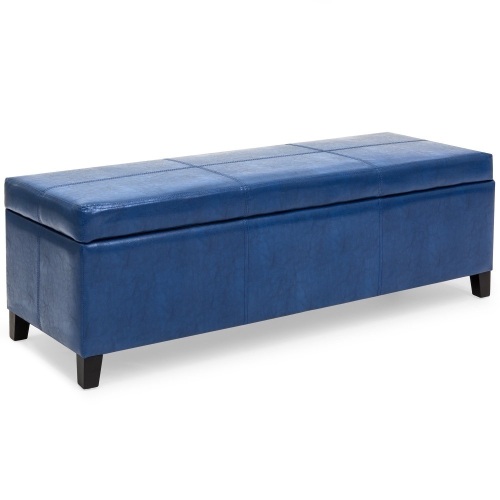 Upholstered Faux Leather Storage Ottoman Bench w/ Wooden Frame - Lot 259