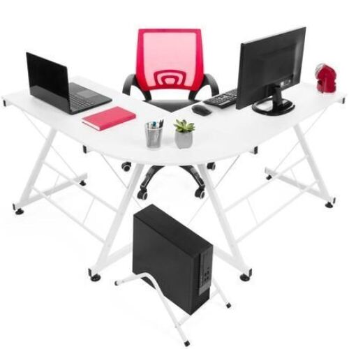 Modular L-Shape Corner Computer Desk w/ Wooden Tabletop, Keyboard Tray - Lot 655