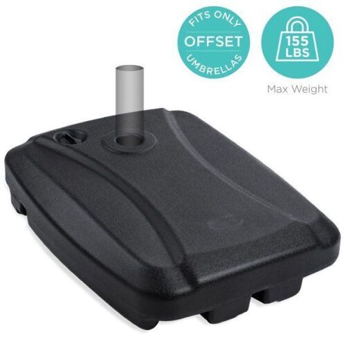 Fillable Heavy-Duty Mobile Offset Patio Umbrella Base Stand w/ Wheels, Cross Base, 53L Capacity - Lot 817