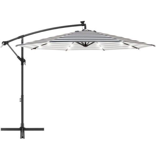 10ft Solar LED Offset Hanging Patio Umbrella w/ Crank Tilt Adjustment - Lot 851