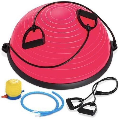 Half Ball Balance Trainer Yoga Exercise Fitness Platform w/ Bands - Lot 1077