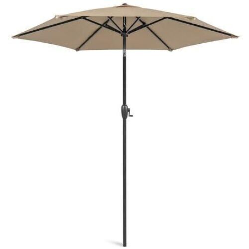 7.5ft Outdoor Market Patio Umbrella w/ Push Button Tilt, Crank Lift - Lot 1169