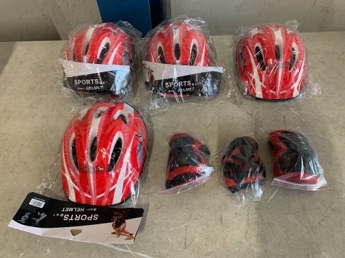 Lot of (4) New Children's Helmet and Pad Sets - Lot 927
