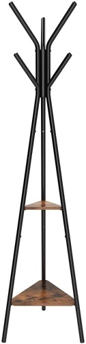 SONGMICS Vintage Coat Rack Stand with 2 Shelves - Lot 1124