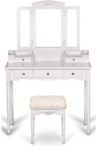 Amooly Vanity Set with Mirror & Cushioned Stool   - Lot 578