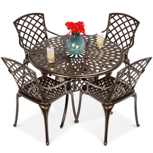 5-Piece All-Weather Cast Aluminum Patio Dining Set w/ 4 Chairs  - Lot 43
