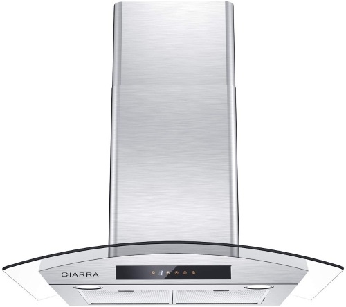 CIARRA Stainless Steel Range Hood 30 inch, Wall Mounted with Curved Tempered Glass - Lot 934