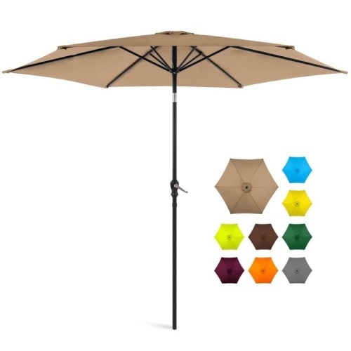 10ft Outdoor Steel Market Patio Umbrella Decoration w/ Tilt, Crank Lift  - Lot 1183
