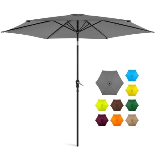 10ft Outdoor Steel Market Patio Umbrella Decoration w/ Tilt, Crank Lift  - Lot 1061