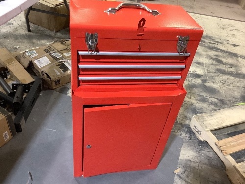 Red rolling tool cart with detachable toolbox - Lot 100