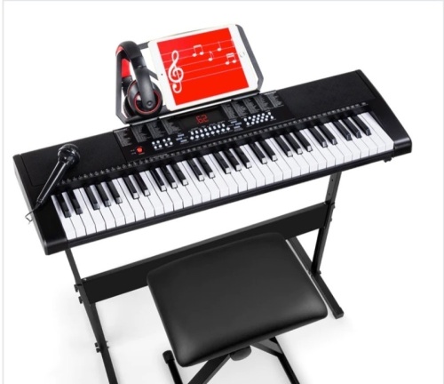 61-Key Beginners Electronic Keyboard Piano Set w/ 3 Modes, Microphone - Lot 206