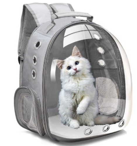 Henkelion Bubble Carrying Bag for Small Medium dogs Cats, Space Capsule Pet Hiking backpack, Airline Approved Travel carrier - Grey - Lot 221