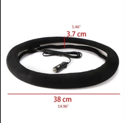 Winter Heated Hand Warmer Steering Wheel Protector Covers Suede Electric Rapid Heating DC12V 38cm Soft AutoAccessories - Lot 129