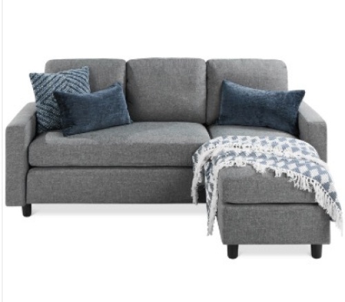Upholstered Sectional Sofa Couch w/ Chaise Lounge, Reversible Ottoman Bench - Lot 260