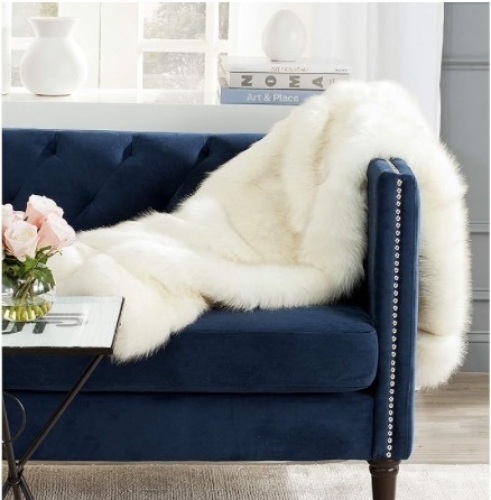 Safavieh Throws Collection Faux Shadow Throw,White-116x94 - Lot 130