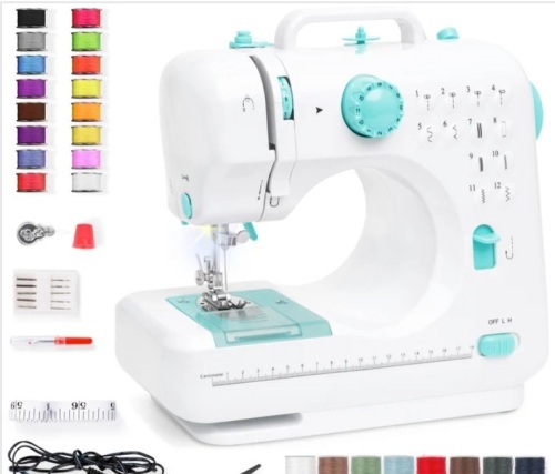 6V Portable Foot Pedal Sewing Machine w/ 12 Stitch Patterns - Lot 346