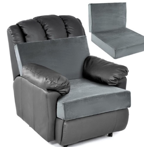 HOMBYS Memory Foam Recliner Cushion for Elderly, 20x20x4 Extra Large Non-Slip Seat Cushion with Back Support Cushions, Lumbar Support - Thick and Supportive (20"x20"x4", Light Grey) - Lot 349