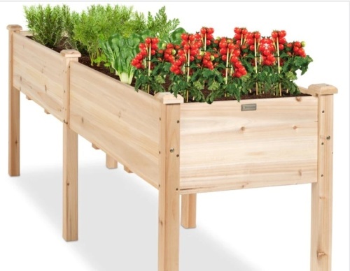 Raised Garden Bed, Elevated Wood Garden Planter Stand - 72x23x30in - Lot 363