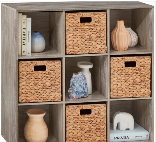 9-Cube Bookshelf Storage Display w/ 3 Removable Panels, Customizable Design - Lot 374