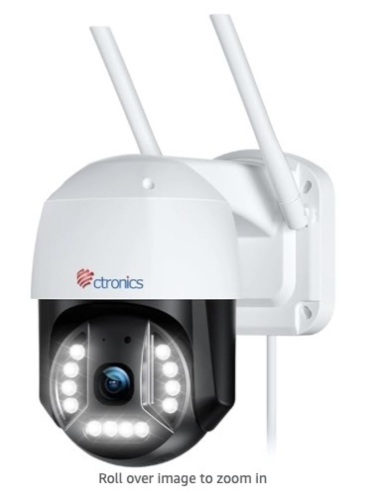 Ctronics 4K 8MP Security Camera Outdoor, 2.4/5Ghz WiFi Surveillance IP Camera Outdoor with Smart Human/Vehicle Detection, Auto Tracking, 65ft Color Night Vision, Two Way Audio,Plug in,IP66 - Lot 380