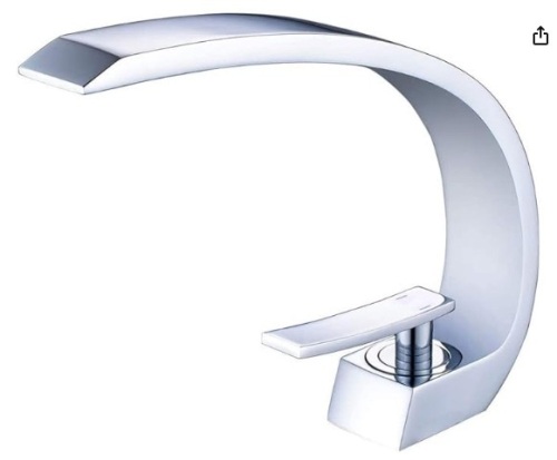 Wovier Chrome Bathroom Sink Faucet,Unique Design Single Handle Single Hole Brass Lavatory Vanity Faucet,Basin Mixer Tap with Supply Hose - Lot 425