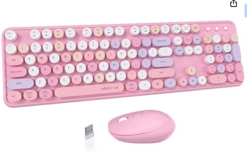 UBOTIE Colorful Computer Wireless Keyboard Mice Combo - Lot 427