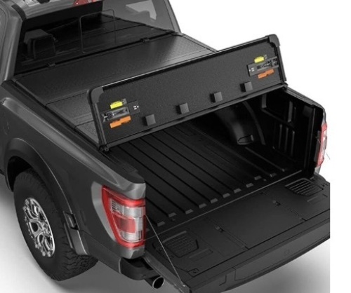 Quad Fold Hard Truck Bed Tonneau Cover 4-Fold for 2017-2022 Nissan Titan Truck Bed w/LED Lamp 5.8FT - Lot 433