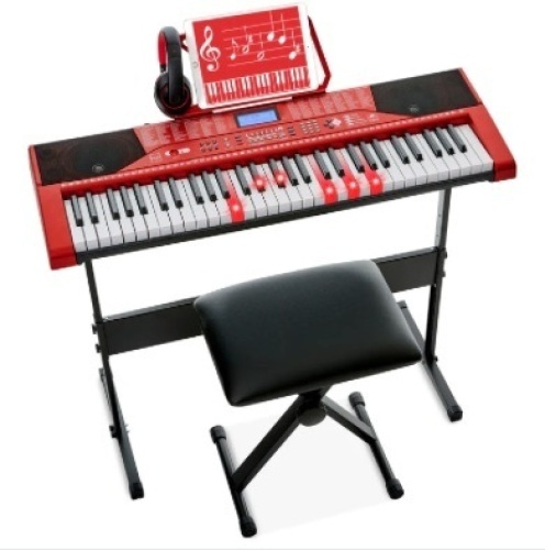 61-Key Beginners Electronic Keyboard Piano Set w/ Lighted Keys, Headphones - Lot 474