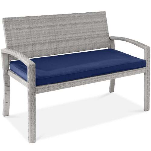 2-Person Wicker Porch Bench for Outdoor, Garden w/ 700lb Capacity - Lot 4813
