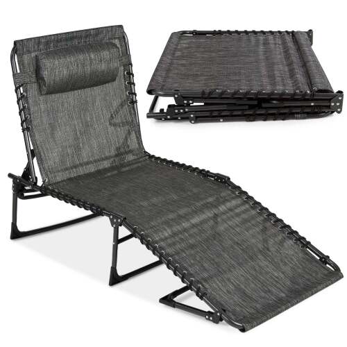 Portable Patio Chaise Lounge Chair Outdoor Recliner w/ Pillow - Lot 4828