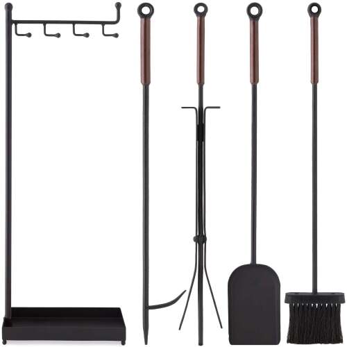 5-Piece Modern Contemporary Indoor Outdoor Fireplace Antique Tool Set - Lot 4837