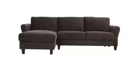Lifestyle Solutions Wesley Coffee Microfiber 3-Seater L-Shaped Left-Facing Sectional Sofa with Rolled Arms - Lot 15