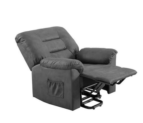 Gray Microfiber Standard (No Motion) Recliner with Power Lift  - Lot 19