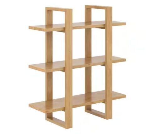Nathan James Benji 32 in. 3 Tier Floating Wall Bookcase in Solid Wood, Natural Brown  - Lot 112