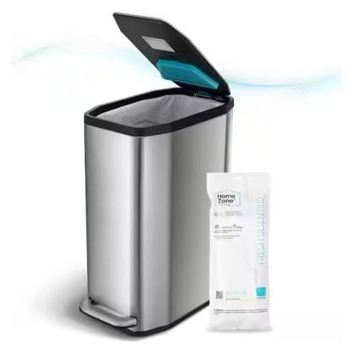 13.2 Gal. Stainless Steel Step-On Kitchen Trash Can with CleanAura Odor Control, Soft Close Lid and Slim Shape  - Lot 127