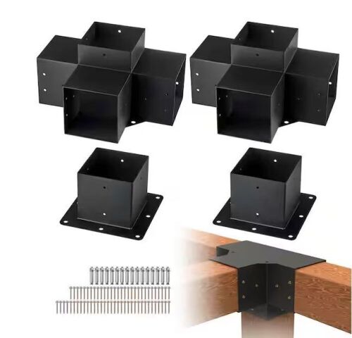 VEVOR Pergola Bracket Kit 6 in. x 6 in. 4-Piece 4-Way Heavy-Duty Corner Bracket   - Lot 139