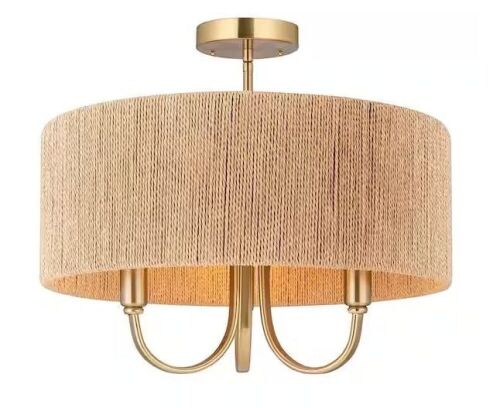 Maxax Collision 17.7 in. 3-Light Gold/Wood Semi-Flush Mount - Lot 213