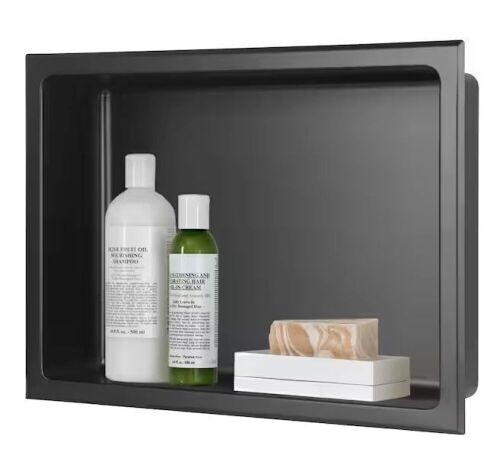 AKDY 16 in. W x 12 in. H x 4 in. D 18-Gauge Stainless Steel Bathroom Shower Wall Niche in Matte Black - Lot 227