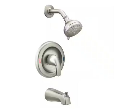 MOEN Adler Single Handle 4-Spray Tub and Shower Faucet 1.8 GPM in Spot Resist Brushed Nickel, Valve Included - Lot 145