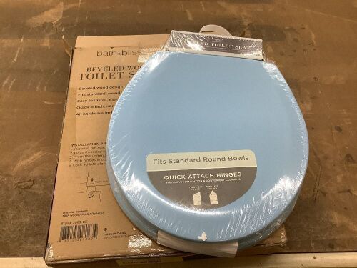 Bath Bliss Beveled Standard Round Toilet Seat in Light Blue - Lot 185