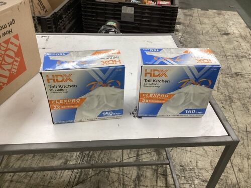 Lot of (2) HDX FlexPro 13 Gal. Reinforced Top Drawstring Kitchen Trash Bags  - Lot 204