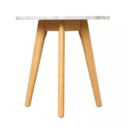 Nathan James Amalia White Marble Top with Light Brown Solid Wood Accent Table  - Lot 192