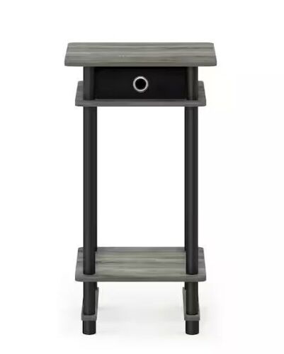 Furinno Turn-N-Tube French Oak Grey/Black Tall End Table - Lot 407