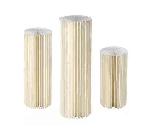 Indoor/Outdoor White Foldable Cardboard PVC Plastic Cylinder Flower Stand, 3 Pc   - Lot 362