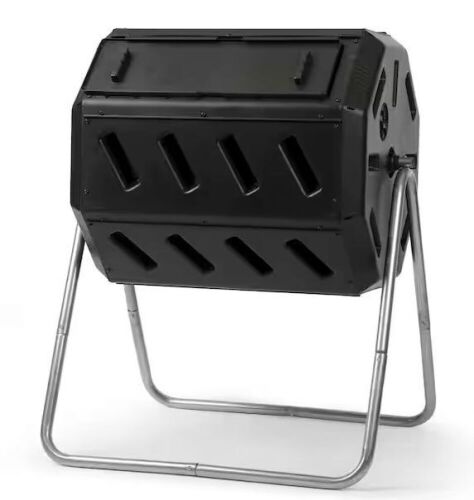 FCMP Outdoor Tumbling Composter with Two Chambers for Efficient Batch Composting  - Lot 372