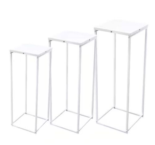 Indoor/Outdoor White Metal Flower Pot Plant Stands, 24 in. x 26 in. x 28 in. Tall, Set of 3  - Lot 507