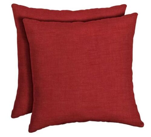 Arden Selections 16 x 16 Ruby Red Leala Square Outdoor Throw Pillow, 2 Pack  - Lot 399