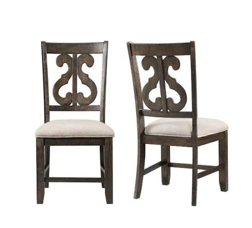 Stanford Wooden Swirl Smokey Walnut Back Side Chair, Set of 2   - Lot 83